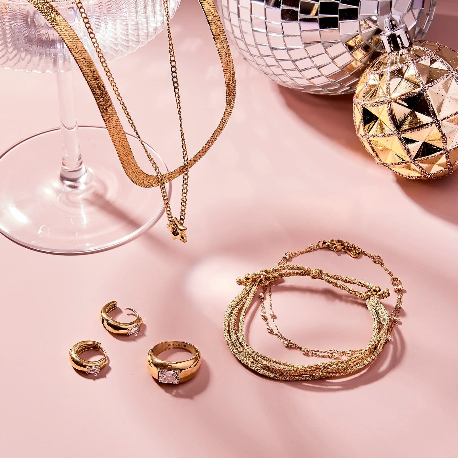 Dome With Stone Hoop Earrings - Image 10