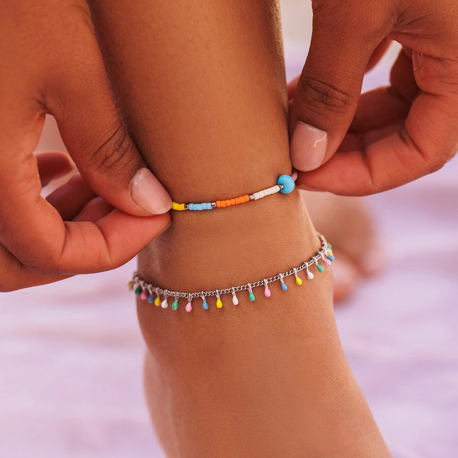 Enamel Droplet Chain Anklet - Image 3