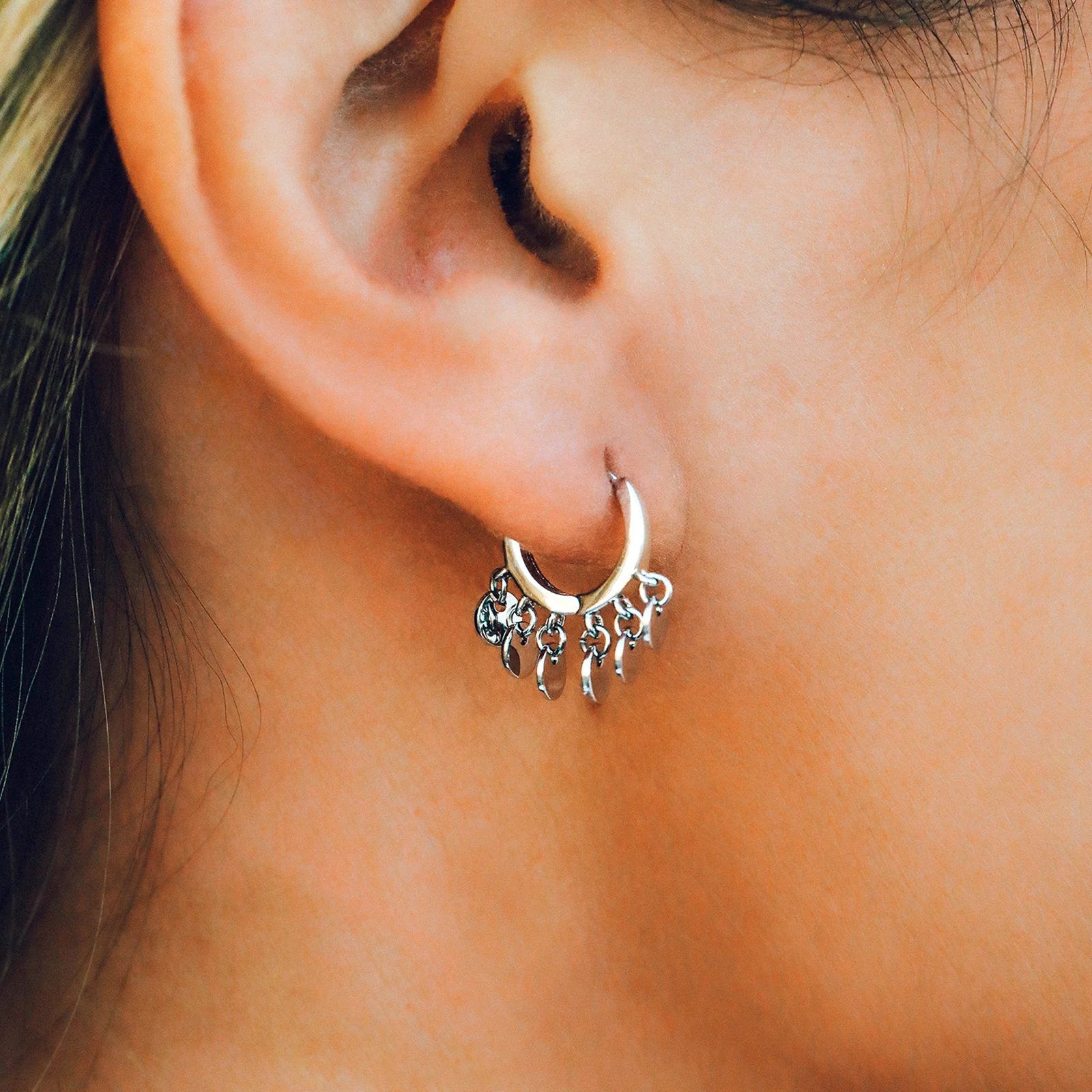 Mini Coin Huggie Earrings - Image 7