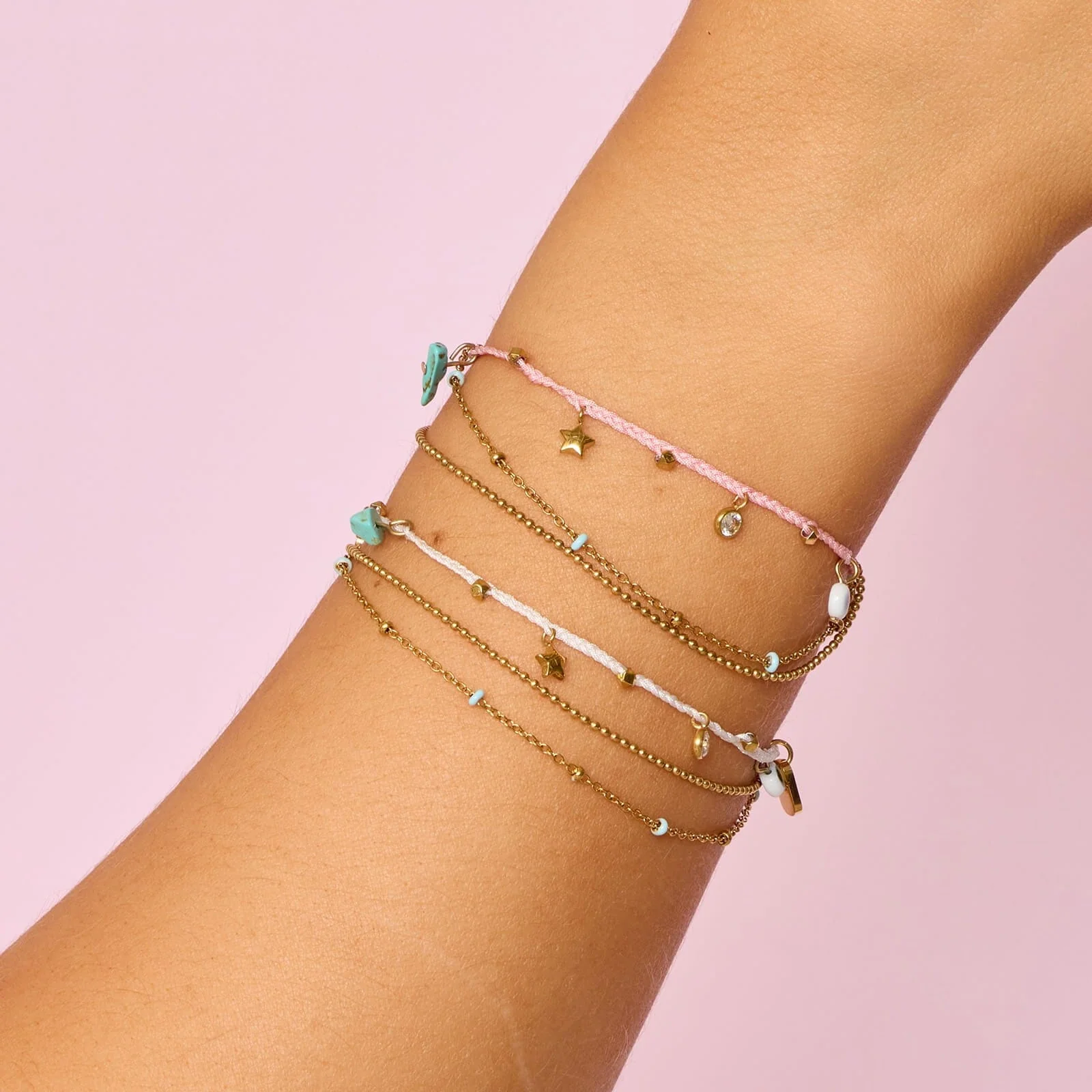 String and Chain Layered Bracelet - Image 3