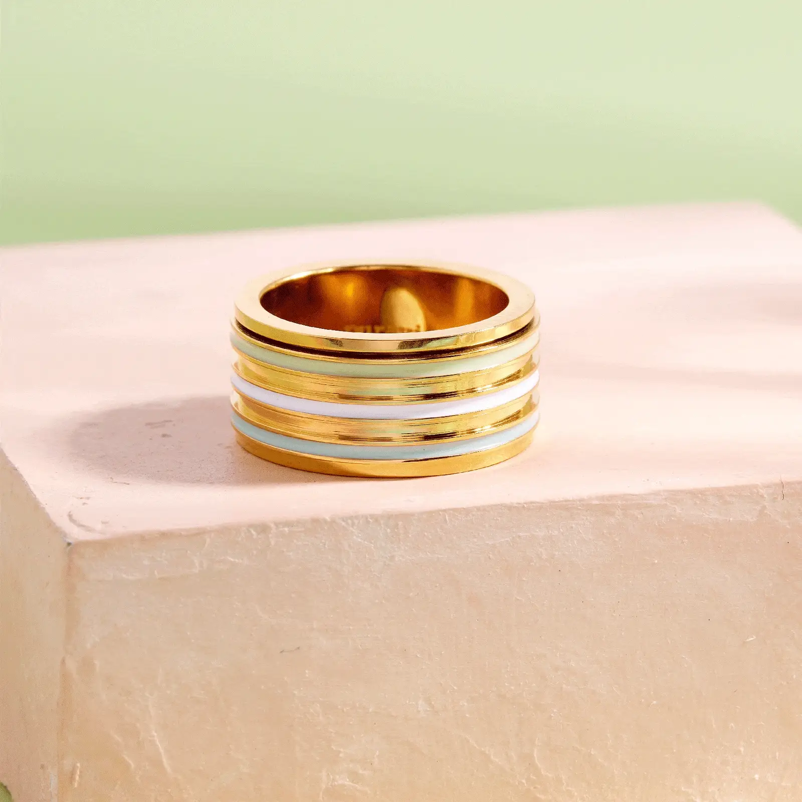 Wide Enamel Stripe Fidget Ring - Image 4
